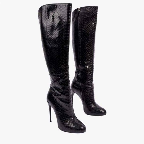 Gucci Python black boots high heel 39.5 - Picture 1 of 13